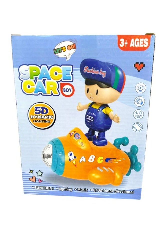 Ramadan Lantern Space Car Boy Toy with 5D Dynamic Lighting, Orange Submarine with Station Boy Figure, Ages 3+ - Image 1